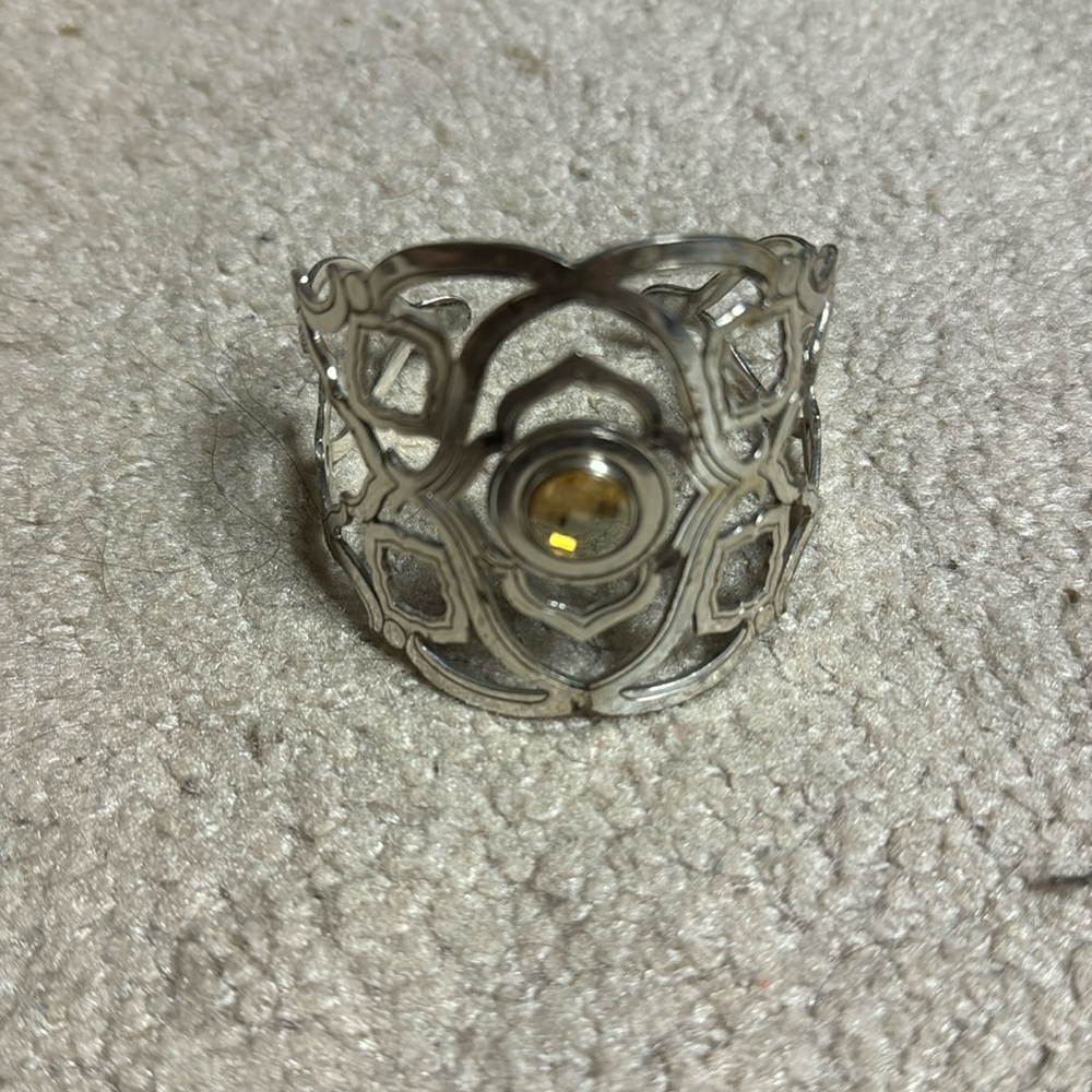 Women’s Brighton Silver Cuff Bracelet With Yellow Stone